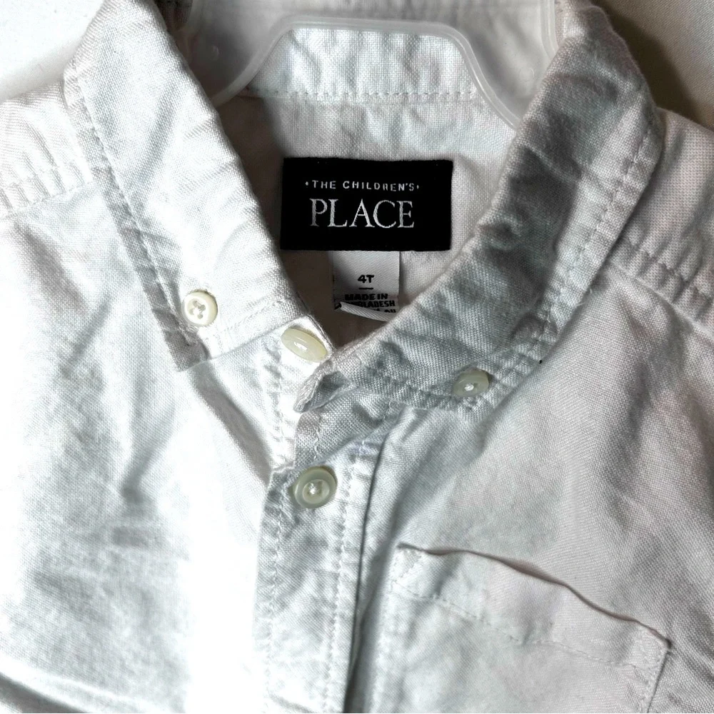 005 The Children's Place White Casual Button-Down Shirt Boys Toddlers Size 4T